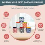 Annovero Small Coffee Cups - 11.7 Oz Capacity - Porcelain Kitchen Mugs for Tea, Latte, Cappuccino, or Hot Cocoa - Set of 6