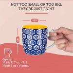 Annovero Small Coffee Cups - 11.7 Oz Capacity - Porcelain Kitchen Mugs for Tea, Latte, Cappuccino, or Hot Cocoa - Set of 6