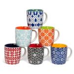 Annovero Small Coffee Cups - 11.7 Oz Capacity - Porcelain Kitchen Mugs for Tea, Latte, Cappuccino, or Hot Cocoa - Set of 6