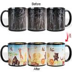MUGKISS Cute Color Changing Coffee Mug 11 oz, Magic Animal Ceramic Tea Cup with Zoo Design - Funny Heat Activated Gift for Women & Kids, Reveals Animals When Hot