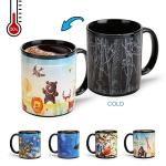 MUGKISS Cute Color Changing Coffee Mug 11 oz, Magic Animal Ceramic Tea Cup with Zoo Design - Funny Heat Activated Gift for Women & Kids, Reveals Animals When Hot