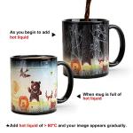 MUGKISS Cute Color Changing Coffee Mug 11 oz, Magic Animal Ceramic Tea Cup with Zoo Design - Funny Heat Activated Gift for Women & Kids, Reveals Animals When Hot