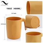 PYRMONT Wheat Straw Cups-Mug Set of 6,Unbreakable Kids Mugs,Reusable Plastic Cup with Handles,16 oz Mug Set for Coffee,Camping,Picnic,Drinking Cups Stackable,BPA-Free,Dishwasher Safe