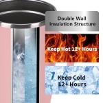 MEBRUDY 19oz Insulated Coffee Mug with Lid, Stainless Steel Double Wall Vacuum Travel Coffee Mug with Handle, Pink