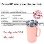 MEBRUDY 19oz Insulated Coffee Mug with Lid, Stainless Steel Double Wall Vacuum Travel Coffee Mug with Handle, Pink