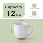 AmorArc 12oz Ceramic Coffee Mugs set of 6, Stylish Coffee Mugs with Rustic Terracotta Underside for Man, Woman, Dad, Mom, Suitable for Latte/Cappuccino/Milk/Cocoa. Dishwasher&Microwave Safe, White