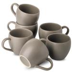 Tikooere Ceramic Coffee Mugs Set, 16 oz Large Coffee Cups Set of 6 with Big Handle, Stoneware Coffee Mugs for Cappuccino, Tea, Cocoa, Cereal, Cute Latte Cups for Men and Women Gifts, Grey