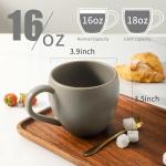 Tikooere Ceramic Coffee Mugs Set, 16 oz Large Coffee Cups Set of 6 with Big Handle, Stoneware Coffee Mugs for Cappuccino, Tea, Cocoa, Cereal, Cute Latte Cups for Men and Women Gifts, Grey