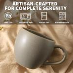 Tikooere Ceramic Coffee Mugs Set, 16 oz Large Coffee Cups Set of 6 with Big Handle, Stoneware Coffee Mugs for Cappuccino, Tea, Cocoa, Cereal, Cute Latte Cups for Men and Women Gifts, Grey