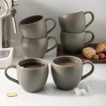 Tikooere Ceramic Coffee Mugs Set, 16 oz Large Coffee Cups Set of 6 with Big Handle, Stoneware Coffee Mugs for Cappuccino, Tea, Cocoa, Cereal, Cute Latte Cups for Men and Women Gifts, Grey