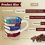 Trxvxo 1 PCS Painted Book Mug, 3D Hand Painted Coffee Cup,7 OZ Stained Glass Coffee Mug,The Novel and Unique Design Is a Great Gift for Book Loves!