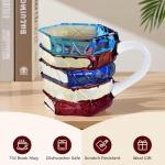 Trxvxo 1 PCS Painted Book Mug, 3D Hand Painted Coffee Cup,7 OZ Stained Glass Coffee Mug,The Novel and Unique Design Is a Great Gift for Book Loves!