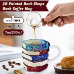 Trxvxo 1 PCS Painted Book Mug, 3D Hand Painted Coffee Cup,7 OZ Stained Glass Coffee Mug,The Novel and Unique Design Is a Great Gift for Book Loves!