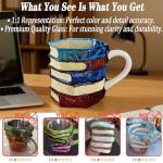 Trxvxo 1 PCS Painted Book Mug, 3D Hand Painted Coffee Cup,7 OZ Stained Glass Coffee Mug,The Novel and Unique Design Is a Great Gift for Book Loves!