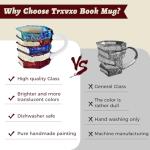 Trxvxo 1 PCS Painted Book Mug, 3D Hand Painted Coffee Cup,7 OZ Stained Glass Coffee Mug,The Novel and Unique Design Is a Great Gift for Book Loves!