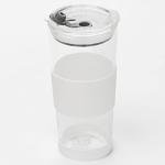 BOBABOO Reusable 24 oz Boba cup with straw set, straw cleaner, and gift box, borosilicate reusable bubble tea cup (White)