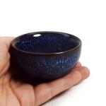 Liang baobao Small Porcelain Cup 3oz,Ceramic Gongfu Tea Cup Set of 2, Chinese Kiln Change Starry Blue Glaze Cups