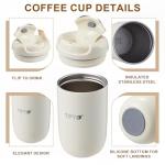 TIPTAP 12oz/350ml Stainless Steel Vacuum Insulated Tumbler, Coffee Travel Mug Spill Proof with Lid, Thermos Cup for Keep Hot/Ice Coffee, Chocolate, Tea and More (White)