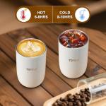 TIPTAP 12oz/350ml Stainless Steel Vacuum Insulated Tumbler, Coffee Travel Mug Spill Proof with Lid, Thermos Cup for Keep Hot/Ice Coffee, Chocolate, Tea and More (White)