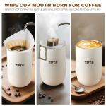 TIPTAP 12oz/350ml Stainless Steel Vacuum Insulated Tumbler, Coffee Travel Mug Spill Proof with Lid, Thermos Cup for Keep Hot/Ice Coffee, Chocolate, Tea and More (White)