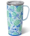 Swig Life 22oz Travel Mug, Insulated Tumbler with Handle and Lid, Cup Holder Friendly, Dishwasher Safe, Stainless Steel, Travel Coffee Cup, Insulated Mug (Shell Yeah)