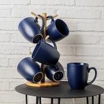 AmorArc 12oz Coffee Mugs Set of 6, Large Ceramic Coffee Mugs for Men, Women, Dad, Mom, Modern Coffee Cups With Handle For Tea,Latte,Cappuccino,Cocoa. Dishwasher&Microwave Safe, Matte Blue