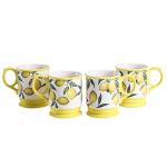 Bico Lemon Dreams Ceramic Coffee Mugs Set of 4, 20 oz Large Tea Cups with Handle, Aesthetic Latte Mugs for Cappuccino Cocoa, Lead-Free, Dishwasher and Microwave Safe, Housewarming Gift