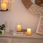 Nuptio Geometric Tealight Candle Holder Gold - Candle Holders for Pillar Candles Set of 2 Tea Light Candle Holders Set Metal Candle Stand Table Centerpiece for Wedding Party Cafe Bar Home Decor