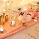 Nuptio Geometric Tealight Candle Holder Gold - Candle Holders for Pillar Candles Set of 2 Tea Light Candle Holders Set Metal Candle Stand Table Centerpiece for Wedding Party Cafe Bar Home Decor