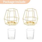 Nuptio Geometric Tealight Candle Holder Gold - Candle Holders for Pillar Candles Set of 2 Tea Light Candle Holders Set Metal Candle Stand Table Centerpiece for Wedding Party Cafe Bar Home Decor