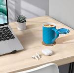 Yachi 19oz Ceramic Coffee Mug Tea Mug with Infuser and Lid – Embossed Porcelain Loose Leaf Tea Cup with Steeper (Built-in), Microwave & Dishwasher Safe for Tea, Coffee, Milk, Home & Office (Blue)