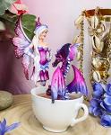 Ebros Time Out Amy Brown Angry Twilight Fairy with Purple Dragon in Mocha Tea Cup Figurine Fantasy Myths and Legends Holiday Fairies with Dragons Collector Edition Sculpture