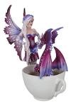 Ebros Time Out Amy Brown Angry Twilight Fairy with Purple Dragon in Mocha Tea Cup Figurine Fantasy Myths and Legends Holiday Fairies with Dragons Collector Edition Sculpture