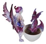 Ebros Time Out Amy Brown Angry Twilight Fairy with Purple Dragon in Mocha Tea Cup Figurine Fantasy Myths and Legends Holiday Fairies with Dragons Collector Edition Sculpture