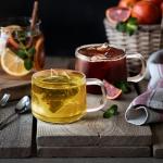 Aquach 16 oz Glass Coffee Mugs with Handle Set of 2 - Large Clear Glass Cups for Latte, Cappuccino, and Tea