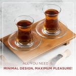 ums Turkish Tea Glass Set, Slim Waist Design and Thick Sole Prevent Tea From Getting Cold, Easy to Keep for 6 People, 6 Saucers, 6 Glasses, Useful Set (12 Pieces)