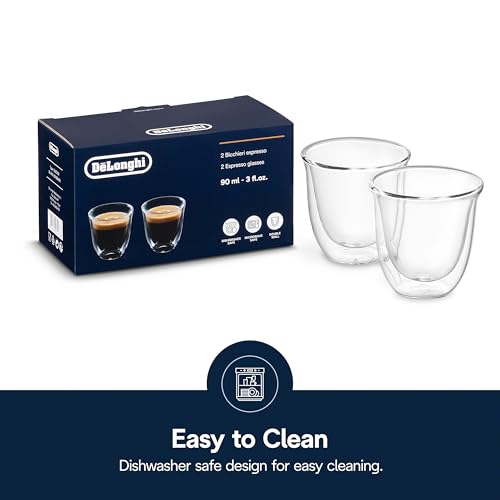 DeLonghi 3oz Espresso Double Wall Thermal Glasses, Set of 2