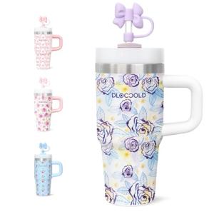 DLOCCOLD 16 oz Stainless Steel Tumbler with Lid and Straw, Double Wall Vacuum Insulated Travel Tumbler with Straw Cover Cap, Cupholder Friendly, Leak Resistant, Reusable Travel Coffee Mug