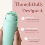 SWANZ Ceramic Coffee and Tea Tumbler Cup with Silicone Lid, Reusable To Go Travel Mug, Leak Proof Water Bottle, No Spill, Microwave Dishwasher Safe, Car Holder Friendly (13.5 Oz, Lilac)