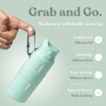 SWANZ Ceramic Coffee and Tea Tumbler Cup with Silicone Lid, Reusable To Go Travel Mug, Leak Proof Water Bottle, No Spill, Microwave Dishwasher Safe, Car Holder Friendly (13.5 Oz, Lilac)