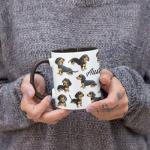 Hilarious Dachshund Coffee Mug, Custom Name Animal Accent Cup 11oz 15oz, Customized Playful Dog Full Wrap Mug, Personalized Cute Pet Ceramic Cup, Funny Puppy Themed Mug, Gift For Kid