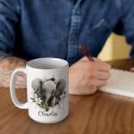 Elephant Coffee Mug With Hole, Custom Animal Accent Cup, Gift For Elephant Lovers, Personalized Mug 11oz 15oz, Customized Name Animal Themed Cup