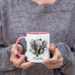 Elephant Coffee Mug With Hole, Custom Animal Accent Cup, Gift For Elephant Lovers, Personalized Mug 11oz 15oz, Customized Name Animal Themed Cup