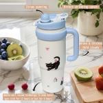 WeiTeTaLuo 33 oz Travel Coffee Mug with Handle – Cute Cat Tumbler with Lid and Straw, Stainless Steel Insulated Water Bottle, Leakproof, Cup Holder Friendly, Travel Accessories, Gifts for Women