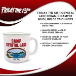 Friday the 13th Crystal Lake Ceramic Camper Mug | BPA-Free Travel Coffee Cup For Espresso, Caffeine, Cocoa, Beverage | Home & Kitchen Essentials | Horror Movie Gifts and Collectibles | Holds 20 Ounces