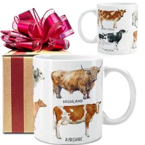 VLUG Funny Cow Mug Gift for Cow Lovers, Fun Gag Cow Lover Gifts, Types of Cows Mug Gift for Women Mom Sister, Mothers Day Gift, Cow Themed Gifts, Farm Animal Mug Birthday Christmas Gift for Farmer