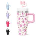 DLOCCOLD 16 oz Stainless Steel Tumbler with Lid and Straw, Double Wall Vacuum Insulated Travel Tumbler with Straw Cover Cap, Reusable Travel Coffee Mug, Cupholder Friendly, Leak Resistant