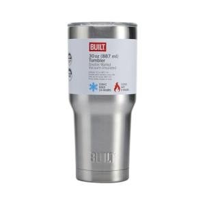 Built 30oz Insulated Coffee Tumbler, Stainless Brushed - Reusable Stainless Steel Travel Mug with Slide Lid, Double Wall Thermal Cup for Hot or Cold Drinks - BPA-Free, Car Cup Holder Friendly