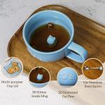 Koolkatkoo Cat Ceramic Cup - Ceramic Coffee Mug with Lid and Spoon, Cute Hidden 3D Animals Inside Mug, Tea Cup for Men and Women, Gifts for Cat Lovers, 10oz, Blue