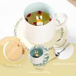 BigNoseDeer Cute Ceramic Donkey Coffee Mug Funny Mug with 3D Animal Inside Kawaii Tea Cup with Spoon and Lid Cool Stuff Christmas Gifts Birthday Mother's Day Cute Gifts for Women Kids 12oz（Donkey）